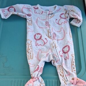 Child of Mine Pink and White Animal Print Footie